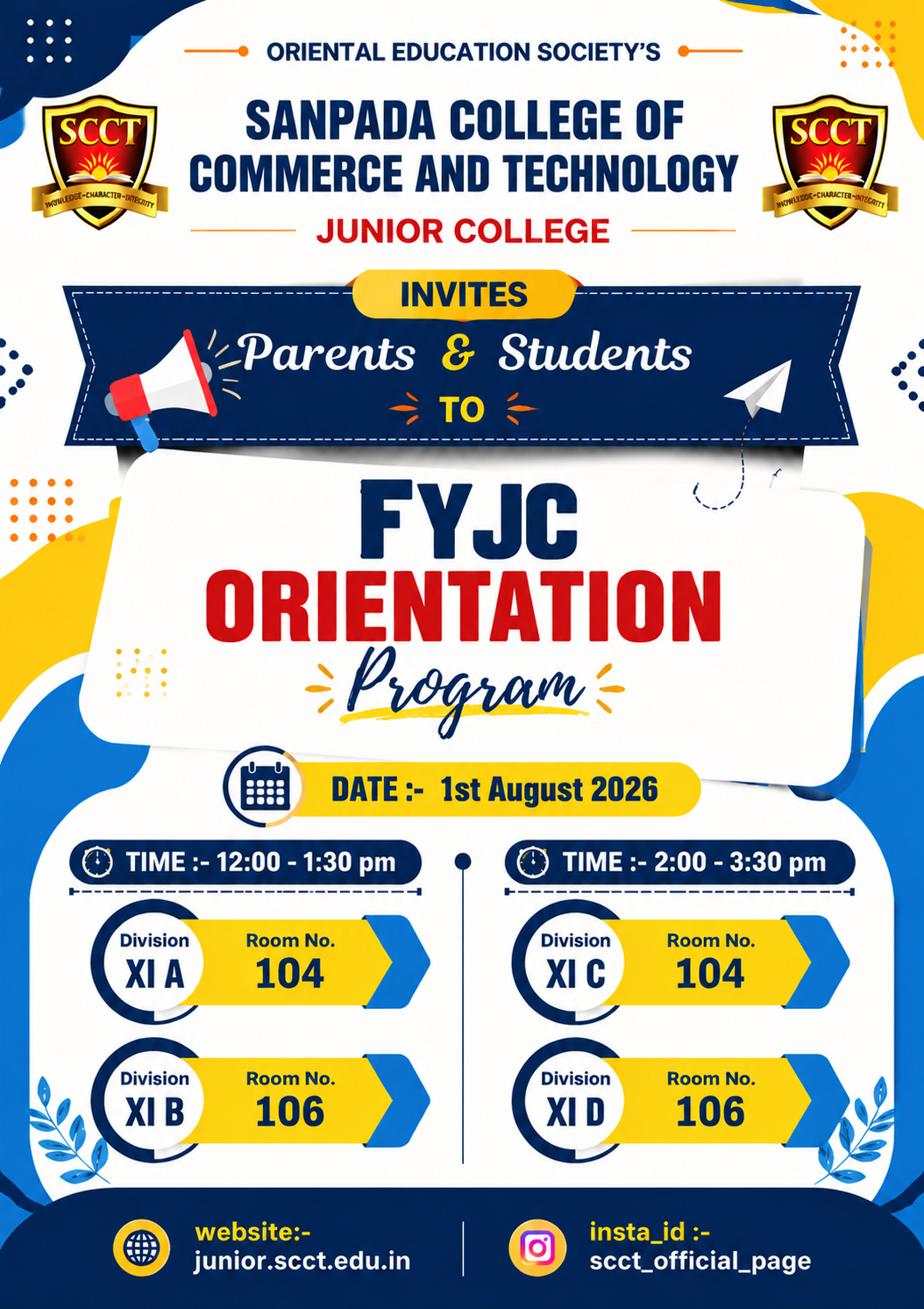 Science Orientation Schedule